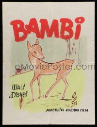 8d215 BAMBI hand painted Yugoslavian 19x25 '50s Walt Disney cartoon deer classic, different art!