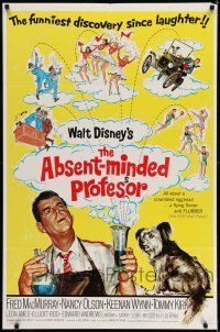 8f012 ABSENT-MINDED PROFESSOR 1sh R67 Walt Disney, Flubber, Fred MacMurray in title role!