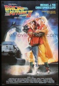8f049 BACK TO THE FUTURE II 1sh '89 art of Michael J. Fox & Christopher Lloyd by Drew Struzan!