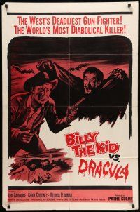 8f069 BILLY THE KID VS. DRACULA 1sh '65 John Carradine as the vampire, Plowman, cool horror art!
