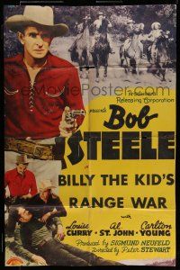 8f070 BILLY THE KID stock 1sh '40s Bob Steele, Al 'Fuzzy' St. John, Range War!
