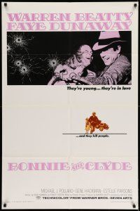 8f087 BONNIE & CLYDE 1sh '67 notorious crime duo Warren Beatty & Faye Dunaway, Arthur Penn!