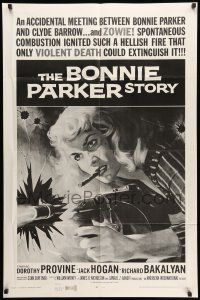 8f088 BONNIE PARKER STORY 1sh R68 great art of the cigar-smoking hellcat of the roaring '30s!