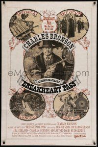 8f093 BREAKHEART PASS 1sh '76 cool art images of Charles Bronson by Des Combes, Alistair Maclean