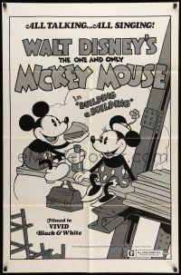 8f094 BUILDING A BUILDING 1sh R74 Walt Disney, Mickey & Minnie Mouse on construction site!