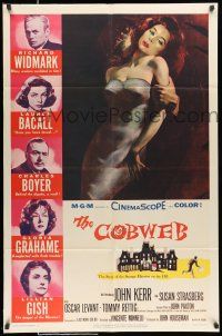 8f140 COBWEB 1sh '55 Richard Widmark, Lauren Bacall, Charles Boyer, Gloria Grahame, Gish