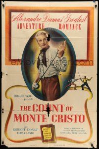 8f163 COUNT OF MONTE CRISTO 1sh R48 cool image of Robert Donat as Edmond Dantes!