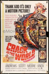 8f168 CRACK IN THE WORLD 1sh '65 atom bomb explodes, thank God it's only a motion picture!