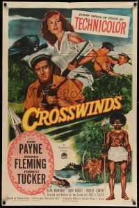 8f174 CROSSWINDS 1sh '51 John Payne & Rhonda Fleming are hunting for South Sea gold!