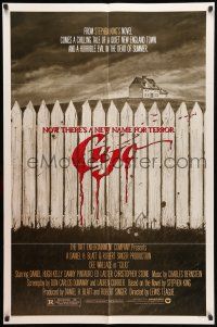 8f178 CUJO 1sh '83 Stephen King, artwork of bloody fence & house by Robert Tanenbaum!