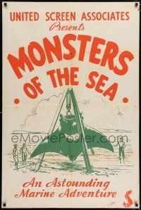 8f193 DEVIL MONSTER 1sh R30s Monsters of the Sea, cool artwork of giant manta ray!