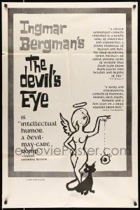 8f194 DEVIL'S EYE 1sh '62 Ingmar Bergman directed, Jarl Kulle, Bibi Andersson & Stig Jarrel!