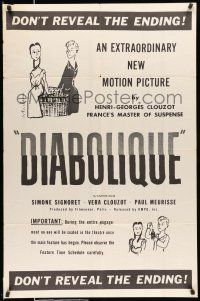 8f197 DIABOLIQUE 1sh '55 Simone Signoret & Vera Clouzot in Henri-Georges Clouzot's Les Diaboliques!