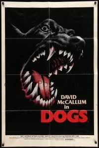 8f208 DOGS 1sh '76 wild artwork of killer Doberman Pinscher dog barking and showing its teeth!