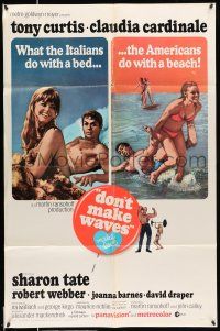 8f211 DON'T MAKE WAVES int'l 1sh '67 Tony Curtis with super sexy Sharon Tate & Claudia Cardinale!