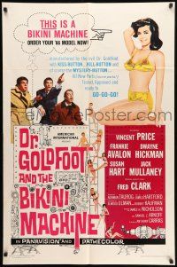 8f214 DR. GOLDFOOT & THE BIKINI MACHINE 1sh '65 Vincent Price, hot babes w/kiss & kill buttons!