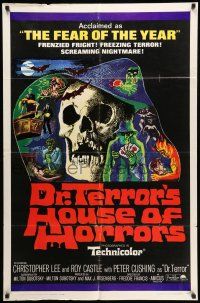8f220 DR. TERROR'S HOUSE OF HORRORS 1sh '65 Christopher Lee, cool horror montage art!