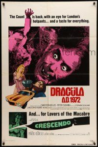 8f222 DRACULA A.D. 1972/CRESCENDO 1sh '72 Hammer horror double-bill, vampires & gore!
