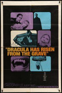 8f223 DRACULA HAS RISEN FROM THE GRAVE int'l 1sh '69 Hammer, images of vampire Christopher Lee!