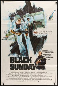 8f076 BLACK SUNDAY English 1sh '77 blimp disaster at the Super Bowl, different Fenton art!