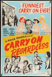 8f112 CARRY ON REGARDLESS English 1sh '63 Sidney James, Kenneth Connor, wacky comedy!
