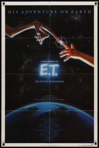 8f227 E.T. THE EXTRA TERRESTRIAL 1sh '83 Drew Barrymore, Spielberg, Alvin art, continuous release!