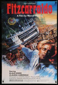 8f271 FITZCARRALDO 1sh '82 cool art of Klaus Kinski by Jean Mascii, Werner Herzog directed!