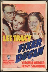 8f273 FIXER DUGAN 1sh '39 art of circus owner Lee Tracy, Virginia Weidler & Peggy Shannon!