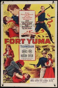 8f286 FORT YUMA 1sh '55 Peter Graves, John Hudson, cool action artwork!