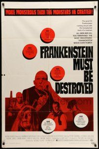 8f290 FRANKENSTEIN MUST BE DESTROYED 1sh '70 Peter Cushing is more monstrous than his monster!