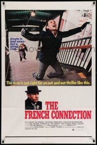 8f292 FRENCH CONNECTION 1sh '71 Gene Hackman in movie chase climax, William Friedkin!