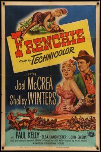 8f295 FRENCHIE 1sh '51 sexy lace-trimmed Shelley Winters with sheriff Joel McCrea!