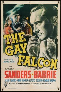 8f311 GAY FALCON style A 1sh '41 George Sanders, Wendy Barrie & Nina Vale, 1st of the series!