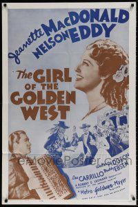 8f328 GIRL OF THE GOLDEN WEST 1sh R62 Jeanette MacDonald & Nelson Eddy!