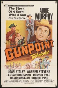 8f366 GUNPOINT 1sh '66 Audie Murphy in the story of a town with a gun in its back!