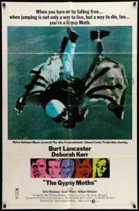 8f370 GYPSY MOTHS style B 1sh '69 Burt Lancaster, John Frankenheimer, cool sky diving image!