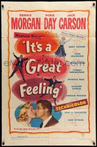 8f445 IT'S A GREAT FEELING 1sh '49 Doris Day, Dennis Morgan & Jack Carson, musical!