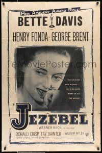 8f454 JEZEBEL 1sh R48 Bette Davis, Henry Fonda, George Brent, directed by William Wyler!