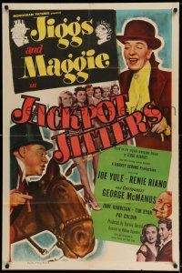 8f455 JIGGS & MAGGIE IN JACKPOT JITTERS 1sh '49 George McManus, Renie Riano, Joe Yule!