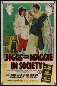 8f456 JIGGS & MAGGIE IN SOCIETY 1sh '48 artwork by George McManus, Joe Yule, Renie Riano