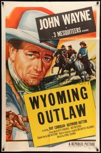 8f460 JOHN WAYNE 1sh 1953 great image of The Duke, Wyoming Outlaw!