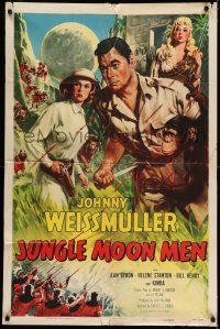 8f470 JUNGLE MOON MEN 1sh '55 Johnny Weissmuller as himself with Jean Byron & Kimba the chimp!