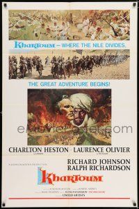 8f475 KHARTOUM style B 1sh '66 Frank McCarthy art of Charlton Heston & Laurence Olivier!