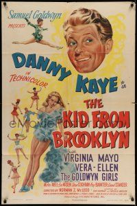 8f477 KID FROM BROOKLYN style A 1sh '46 great art of Danny Kaye, sexy Virginia Mayo & Vera-Ellen!