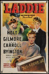 8f490 LADDIE style A 1sh '40 Tim Holt, Virginia Gilmore, written by Gene Stratton-Porter!