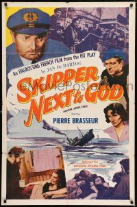 8f796 SKIPPER NEXT TO GOD 1sh '53 Pierre Brasseur, Jacques Francois, Mercure, ship sinking art!
