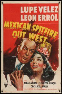 8f560 MEXICAN SPITFIRE OUT WEST 1sh '40 artwork of Leon Errol & sexy Lupe Velez!