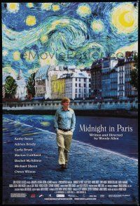 8f562 MIDNIGHT IN PARIS 1sh '11 cool image of Owen Wilson under Van Gogh's Starry Night!