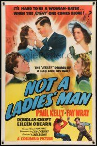 8f606 NOT A LADIES' MAN 1sh '42 Fay Wray & Paul Kelly, it's hard to be a woman-hater!