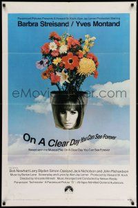 8f611 ON A CLEAR DAY YOU CAN SEE FOREVER 1sh '70 cool image of Barbra Streisand in flower pot!